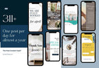 The Host Content Vault with 311 ready-to-post social media templates for Airbnb hosts shown on phone mockups